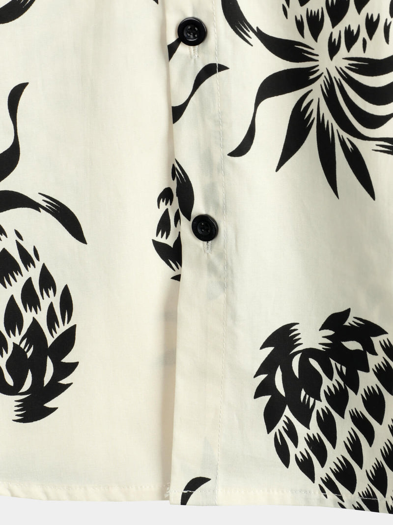 Camicia a maniche corte con stampa ananas in cotone da uomo