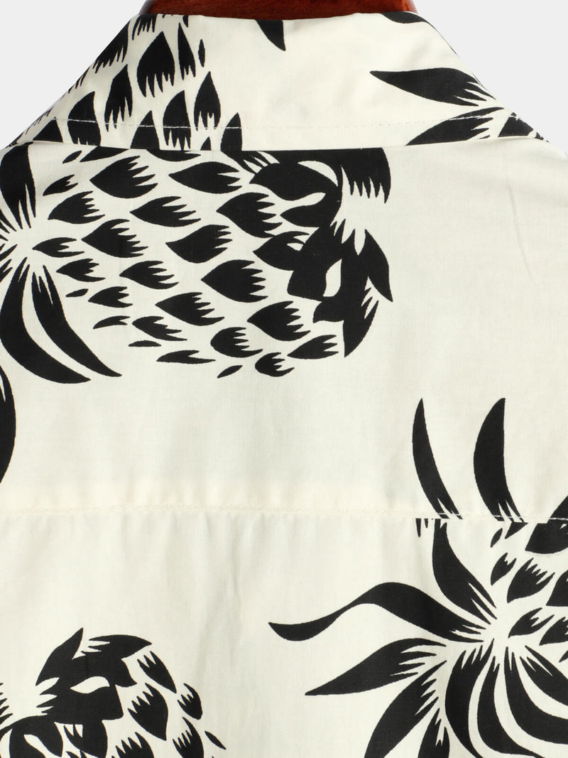 Camicia a maniche corte con stampa ananas in cotone da uomo