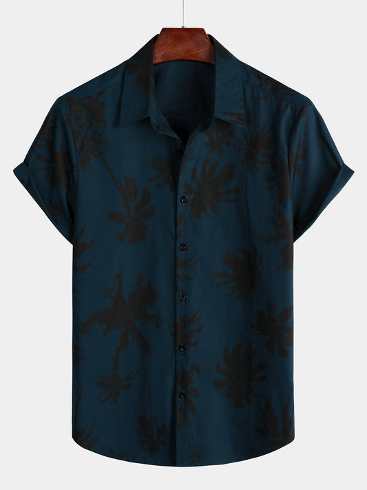Camicia da uomo in cotone con stampa di palme