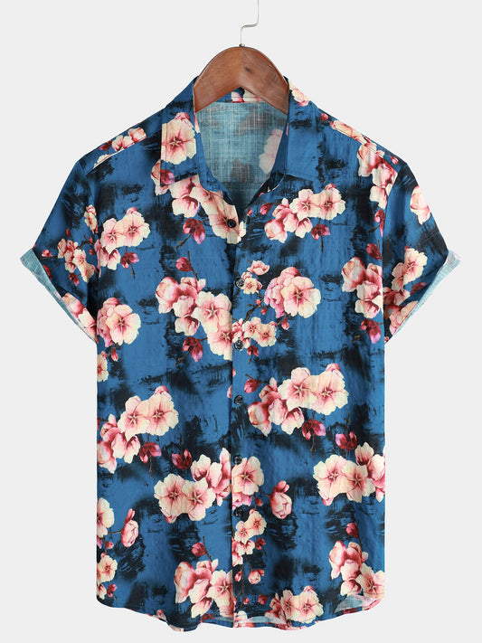 Camicia hawaiana estiva floreale da uomo