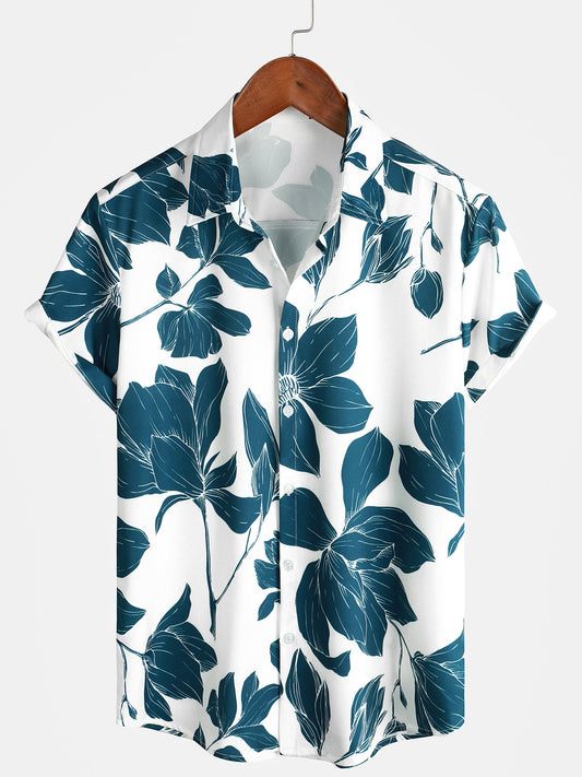 Camicia uomo casual a maniche corte con stampa floreale