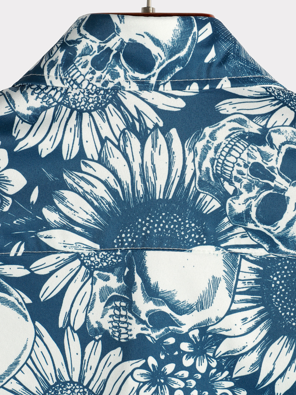 Camicia hawaiana a maniche corte con teschio e girasole floreale da uomo