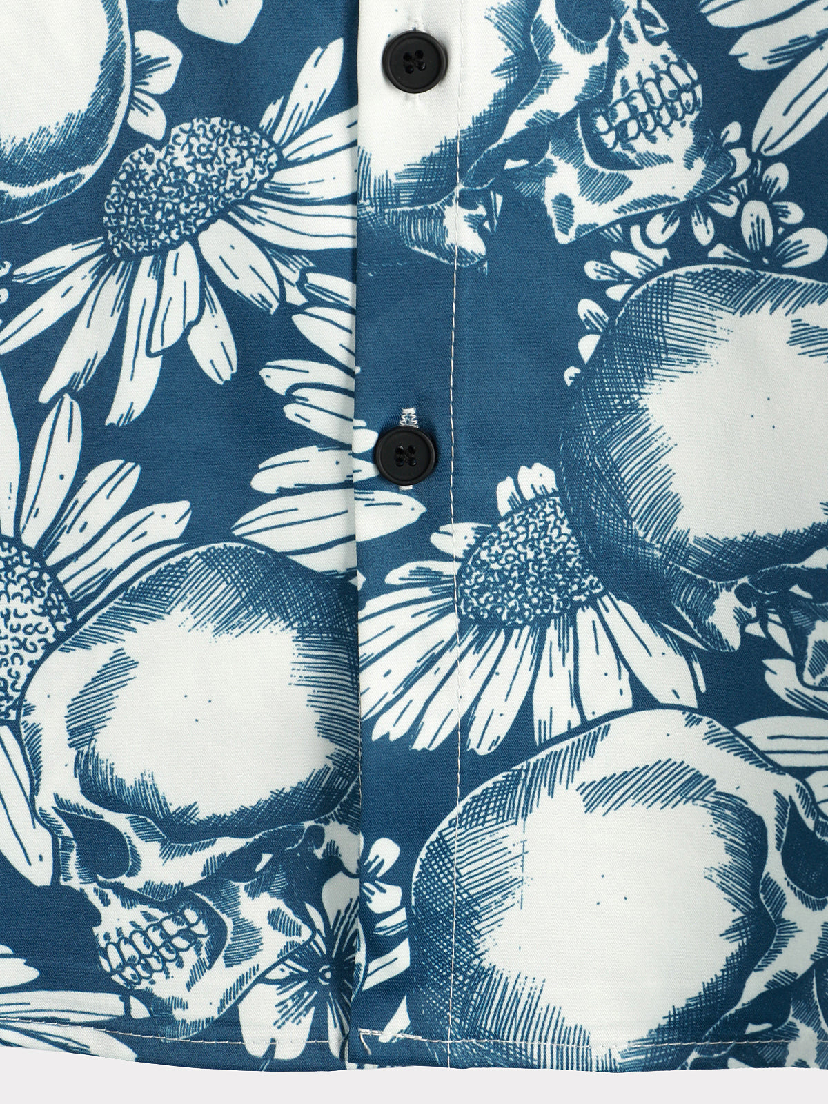 Camicia hawaiana a maniche corte con teschio e girasole floreale da uomo