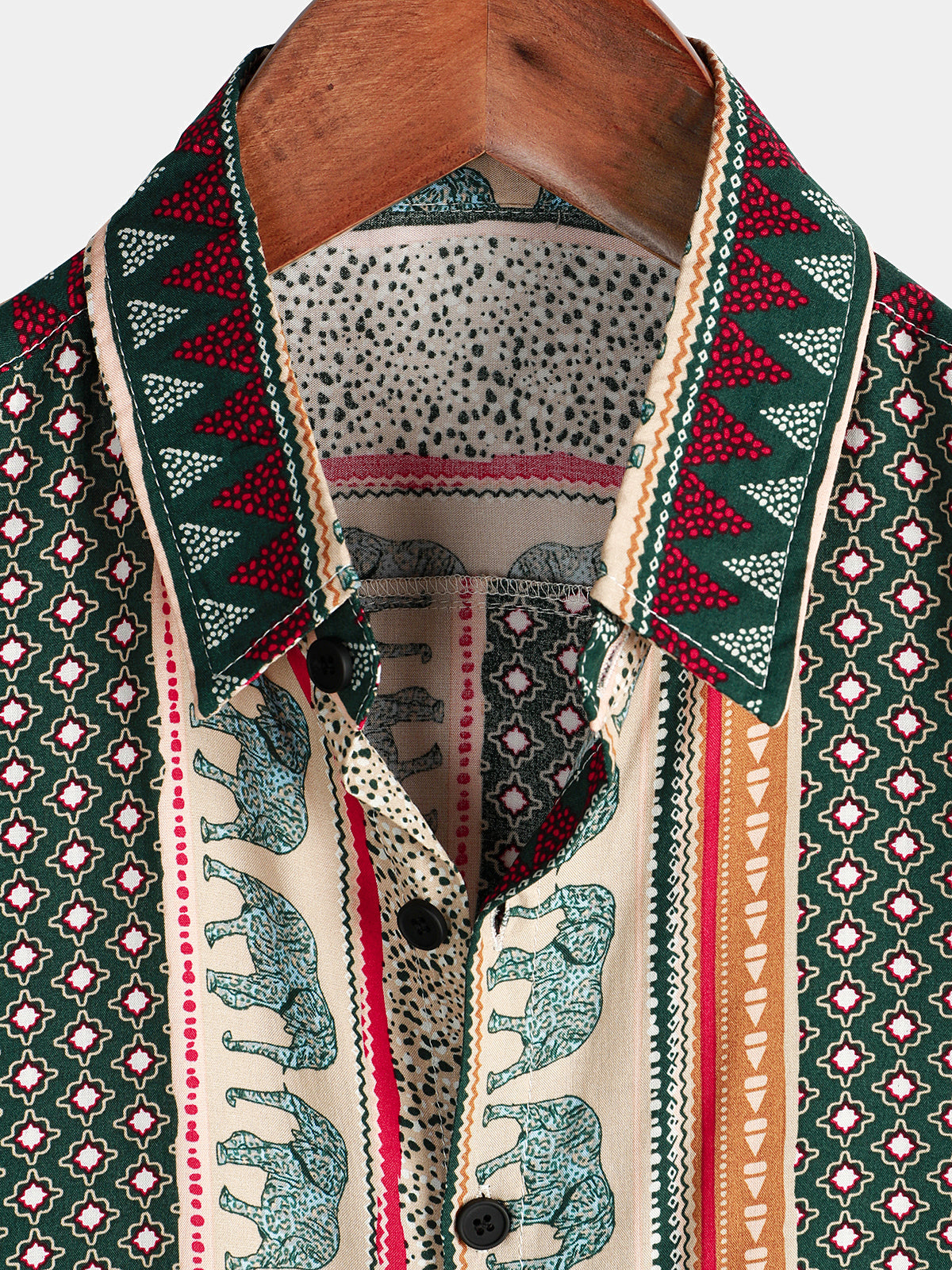 Camicia a maniche corte con stampa a righe retrò da uomo