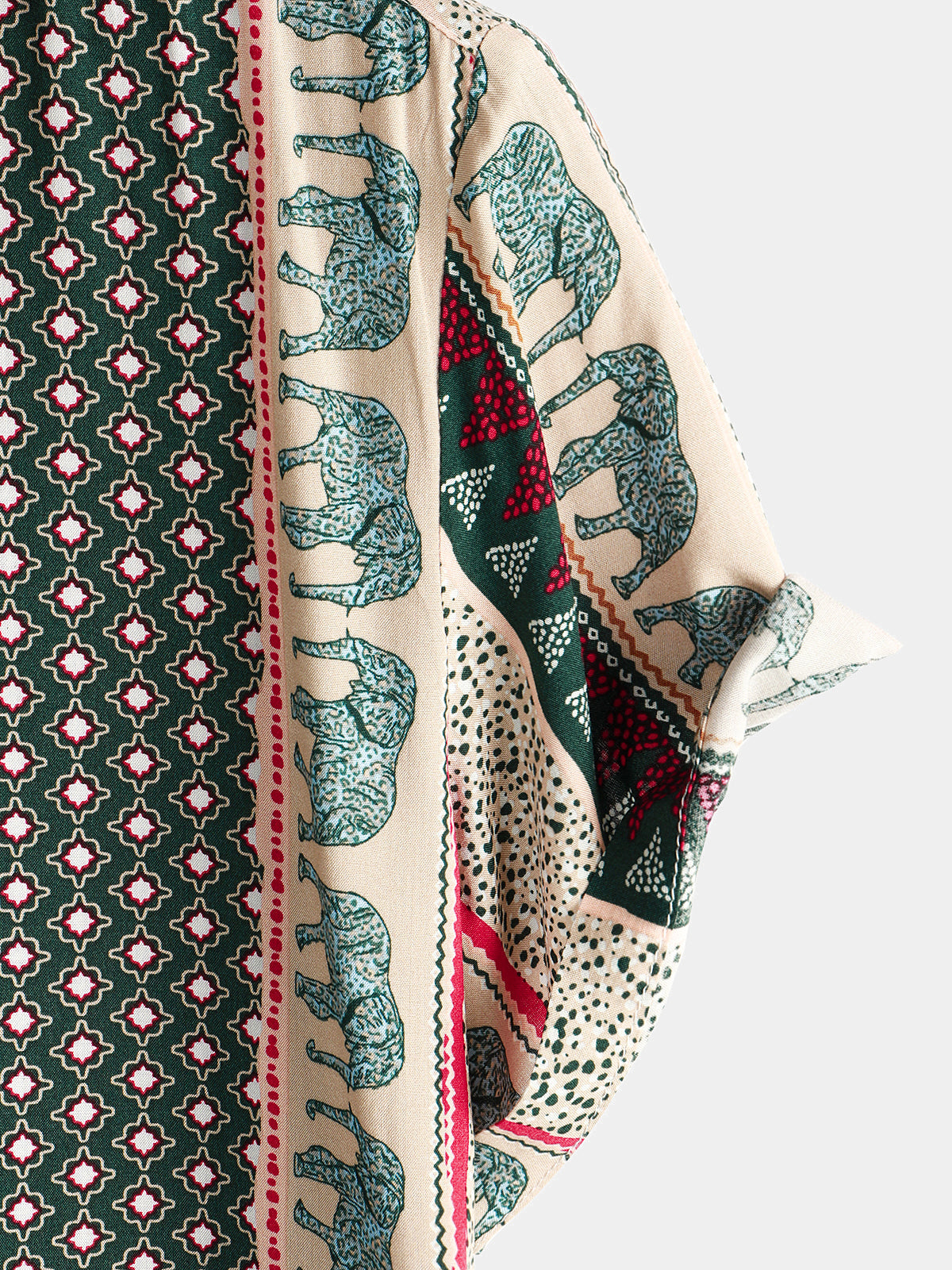 Camicia a maniche corte con stampa a righe retrò da uomo
