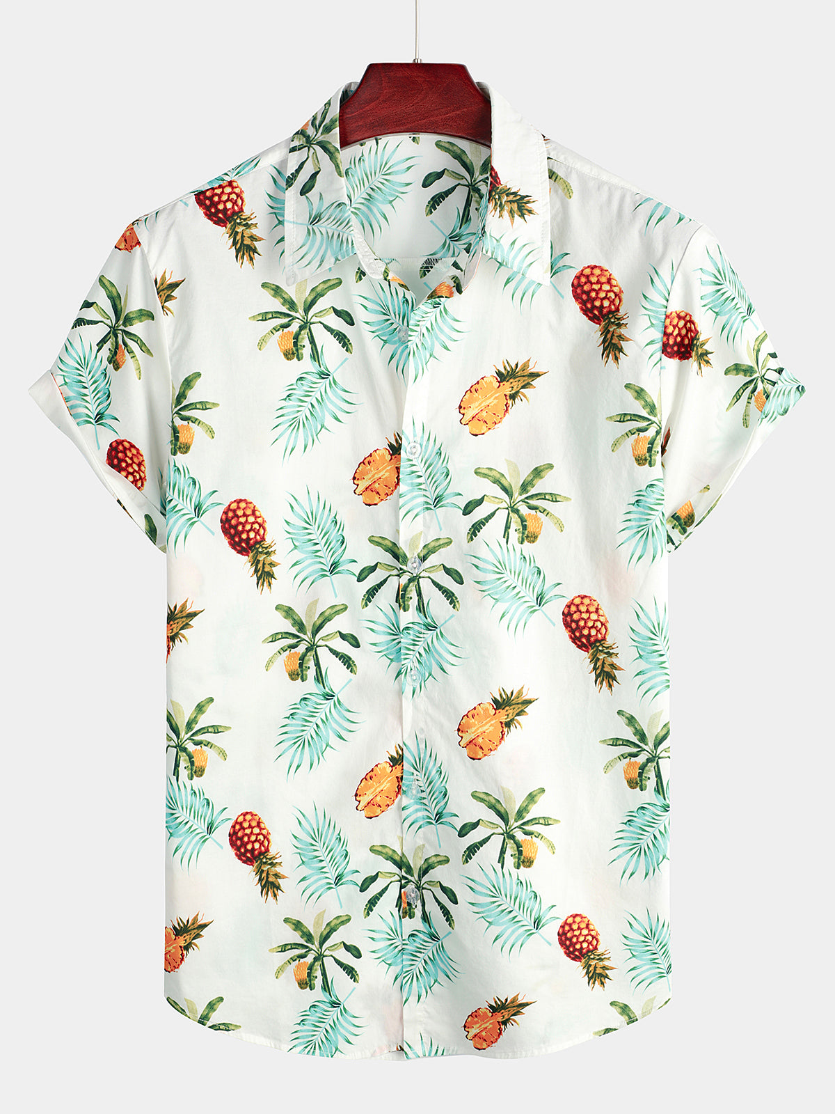 Camicia hawaiana corta da uomo con stampa di ananas