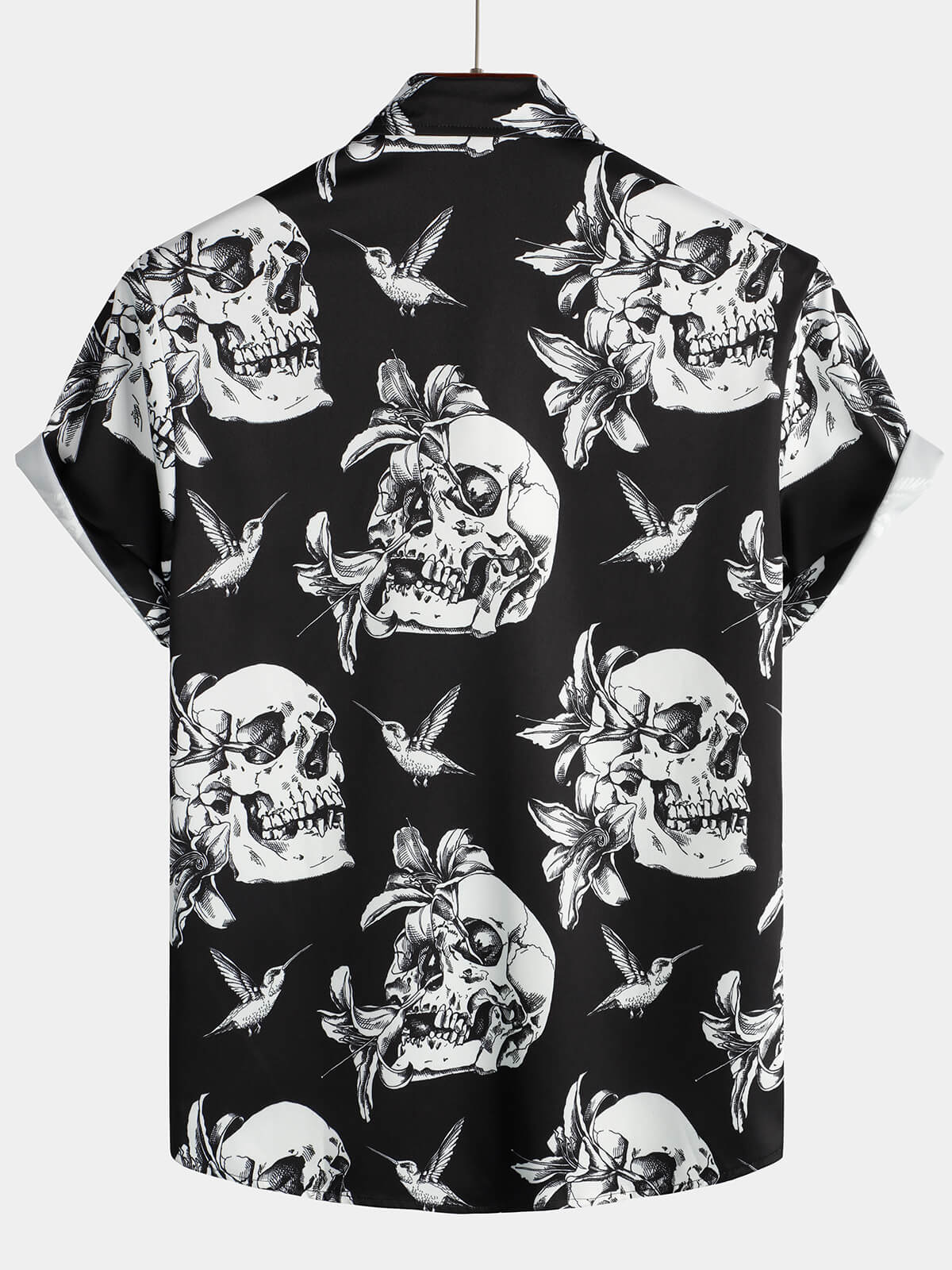 Camicia hawaiana a maniche corte con teschio punk rock da uomo