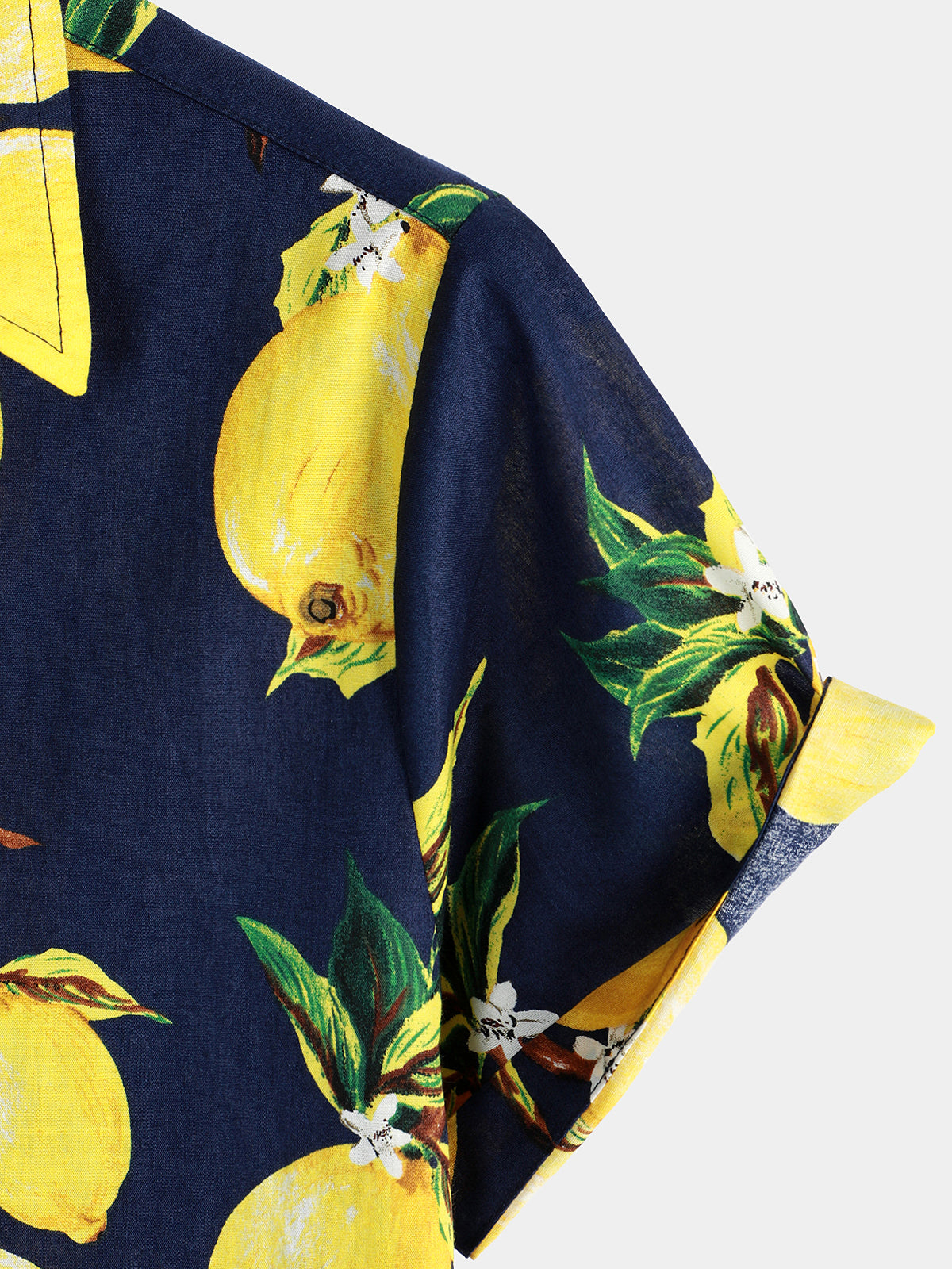 Camicia hawaiana estiva da uomo a maniche corte con stampa di limoni gialli tropicali