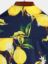 Camicia hawaiana estiva da uomo a maniche corte con stampa di limoni gialli tropicali
