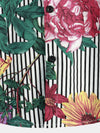 Camicia Hawaiian a Maniche Corte con Stampa a Strisce e Fiori per Uomo