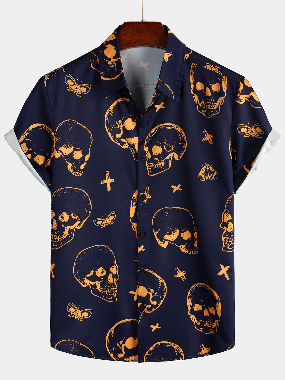 Camicia hawaiana a maniche corte con teschio da uomo