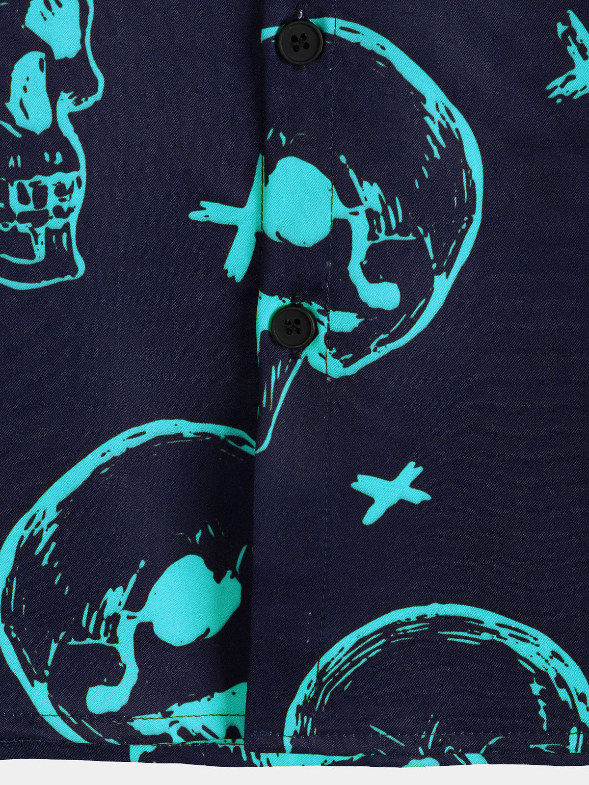 Camicia hawaiana con stampa teschio blu da uomo