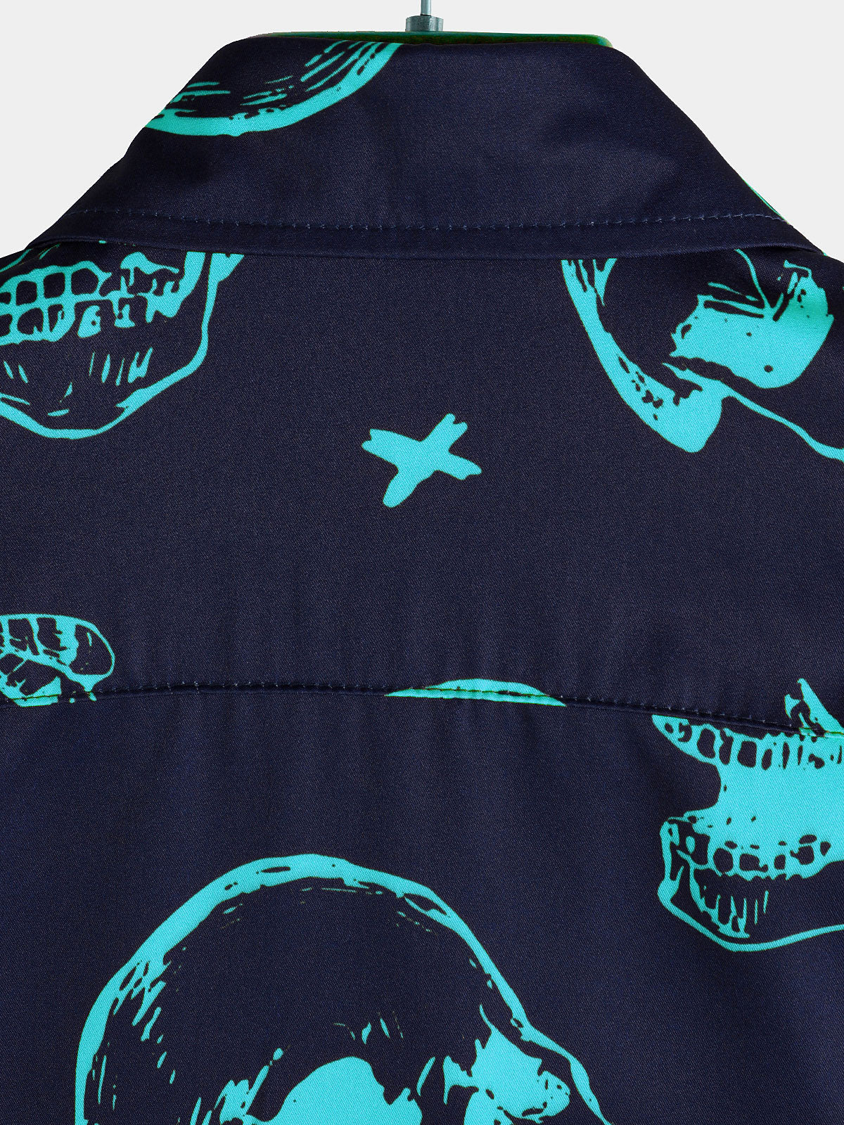 Camicia hawaiana con stampa teschio blu da uomo
