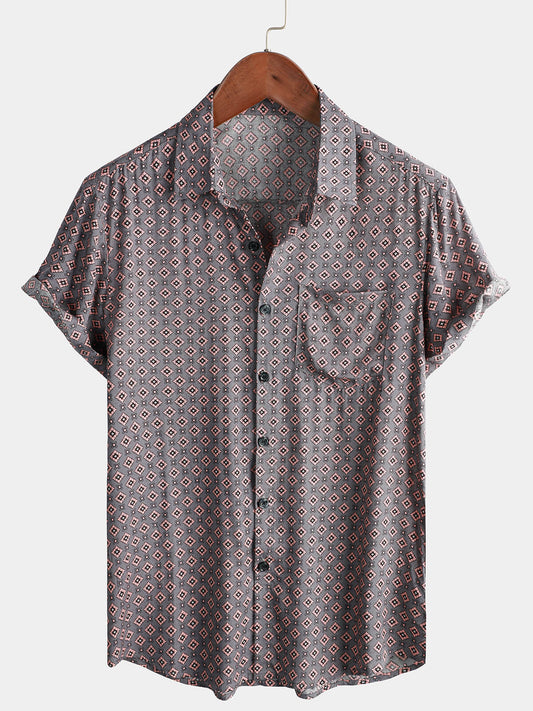 Camicia da spiaggia a maniche corte con bottoni da uomo