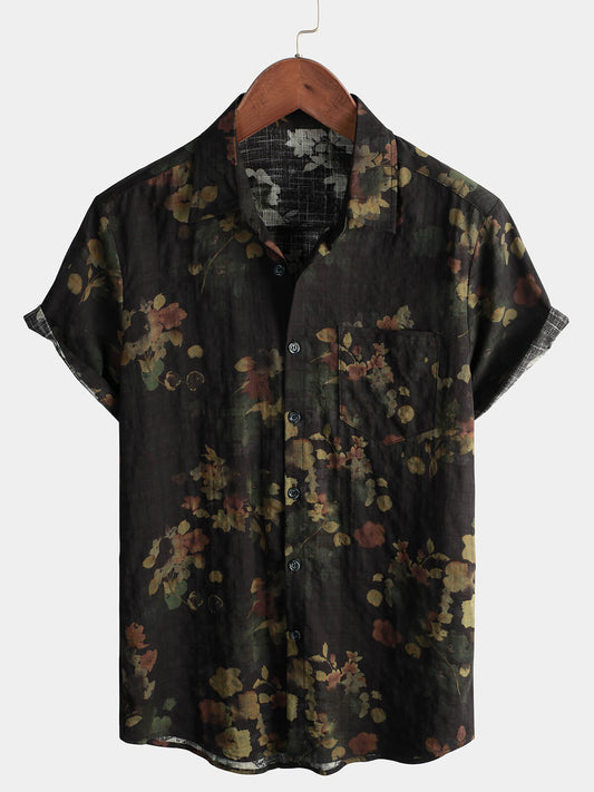 Camicia da spiaggia casual in cotone a maniche corte da uomo
