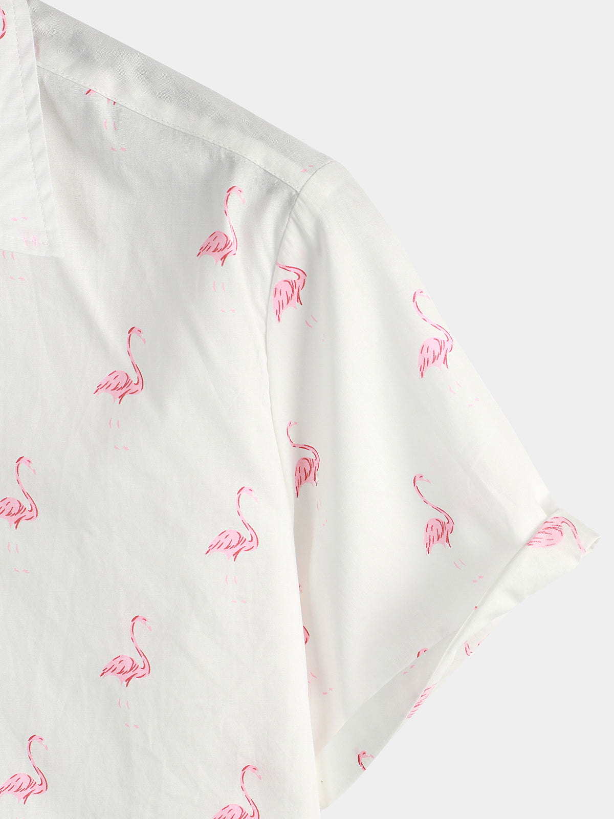 Camicia corta da uomo con stampa di fenicotteri rosa e bottoni
