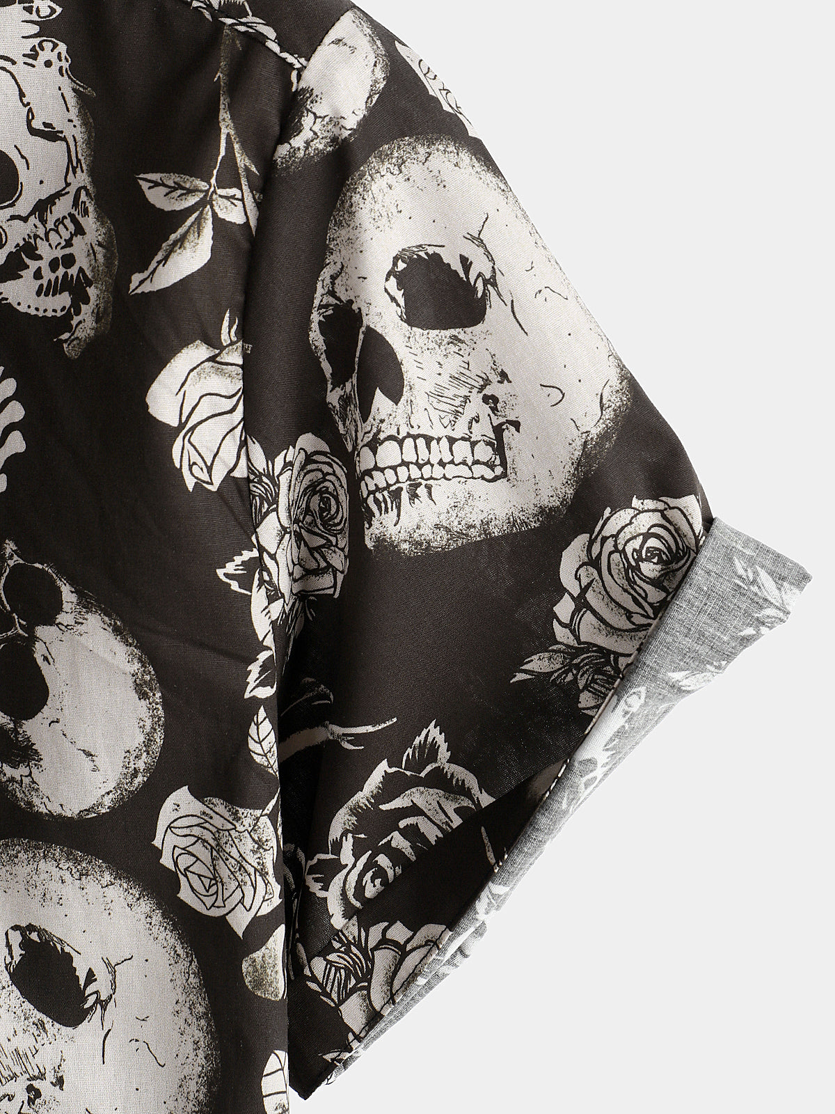 Maglietta da uomo con teschio e rosa floreale punk rock and roll