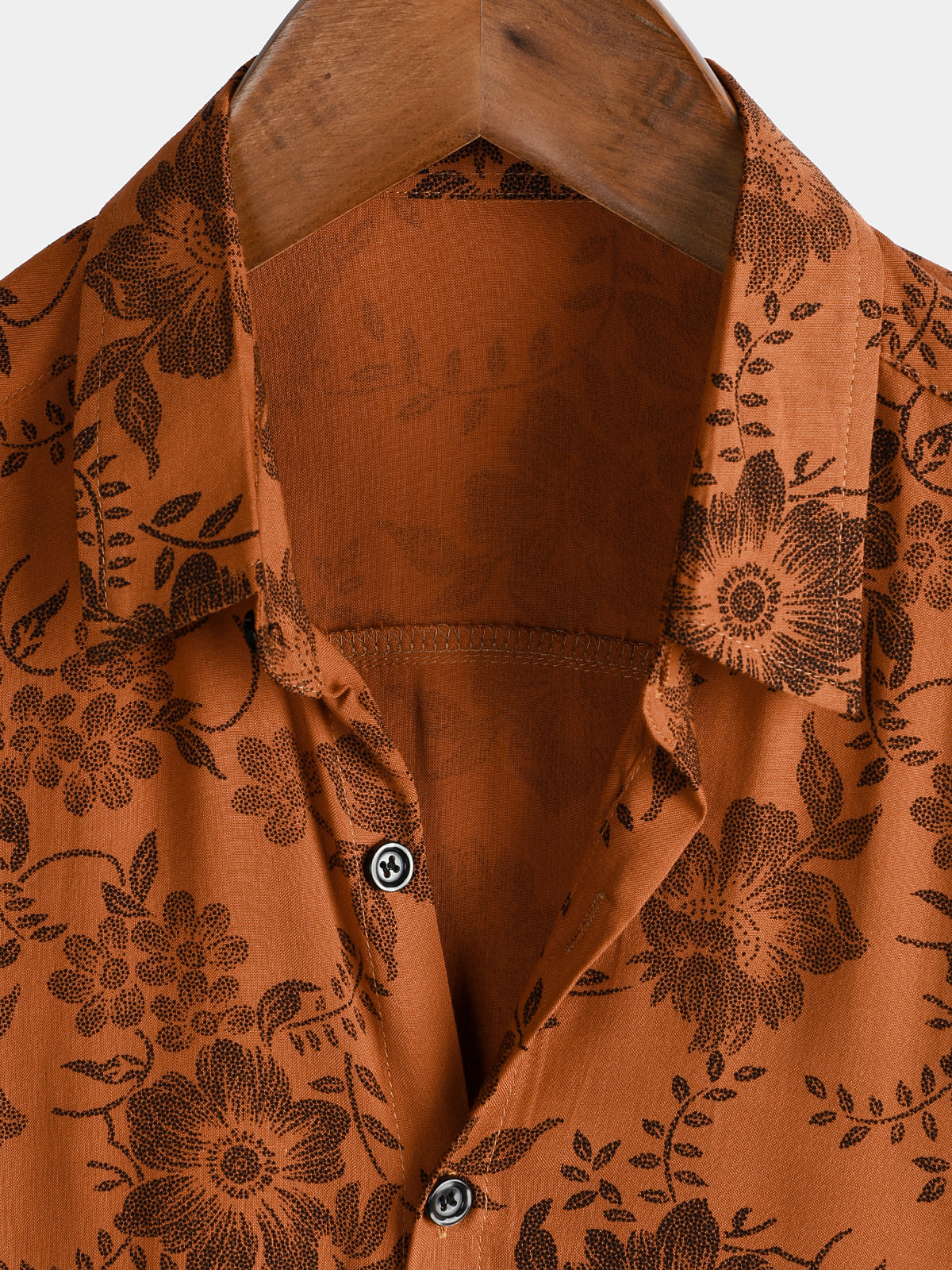 Camicia da uomo con stampa floreale marrone