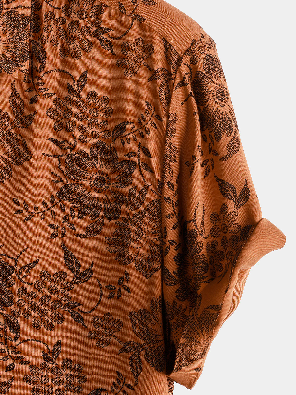 Camicia da uomo con stampa floreale marrone