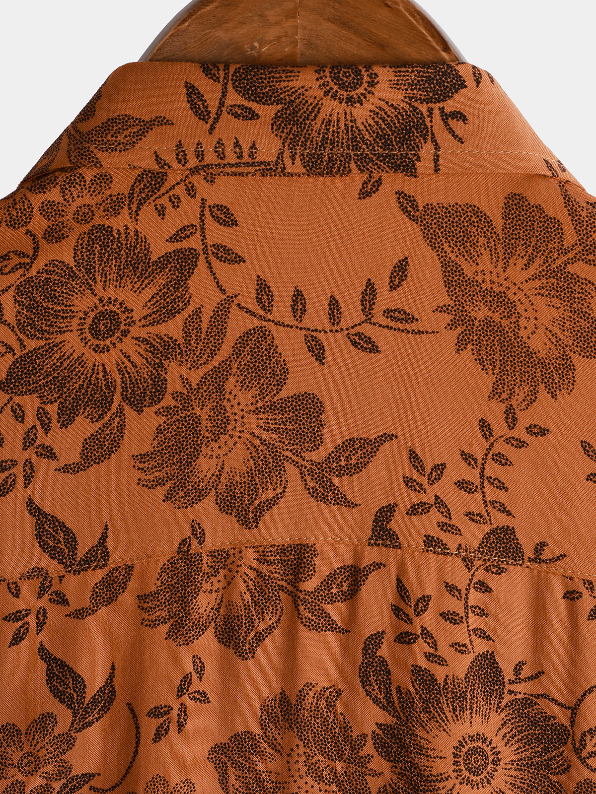 Camicia da uomo con stampa floreale marrone