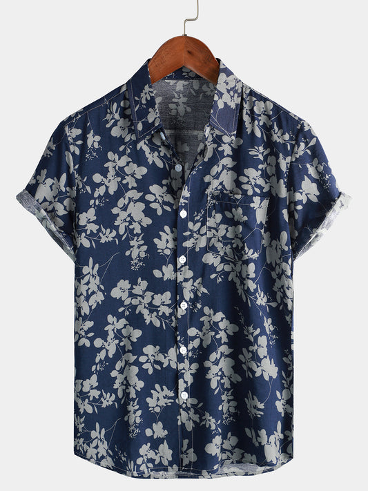 Camicia da Uomo a Maniche Corte Floreale per Vacanze