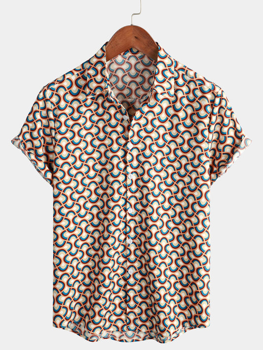 Camicia da uomo con cerchio geometrico retrò
