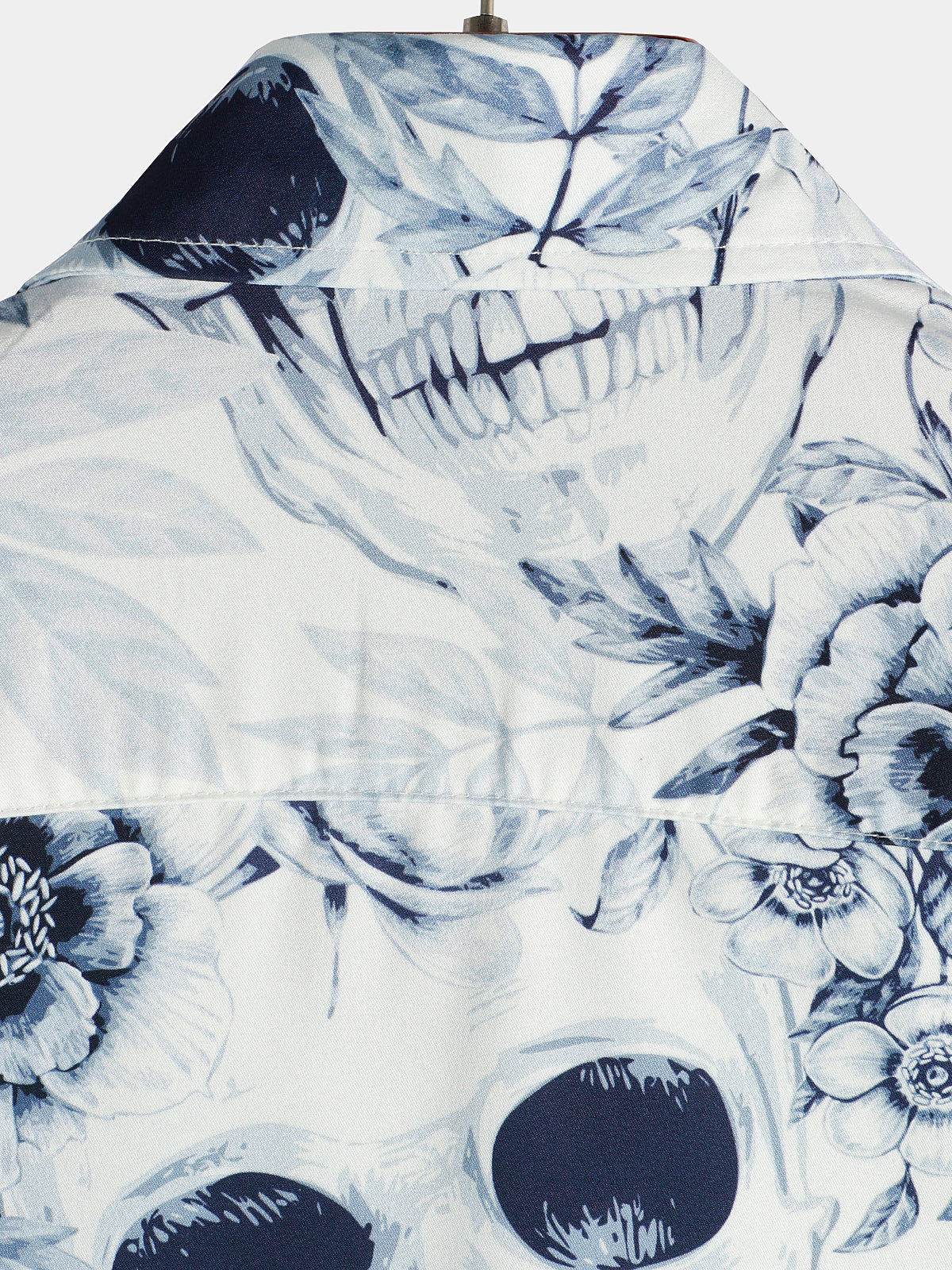Camicia a maniche corte da uomo con stampa teschio e fiori