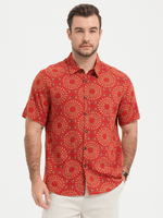 Camicia da uomo in cotone vintage a maniche corte