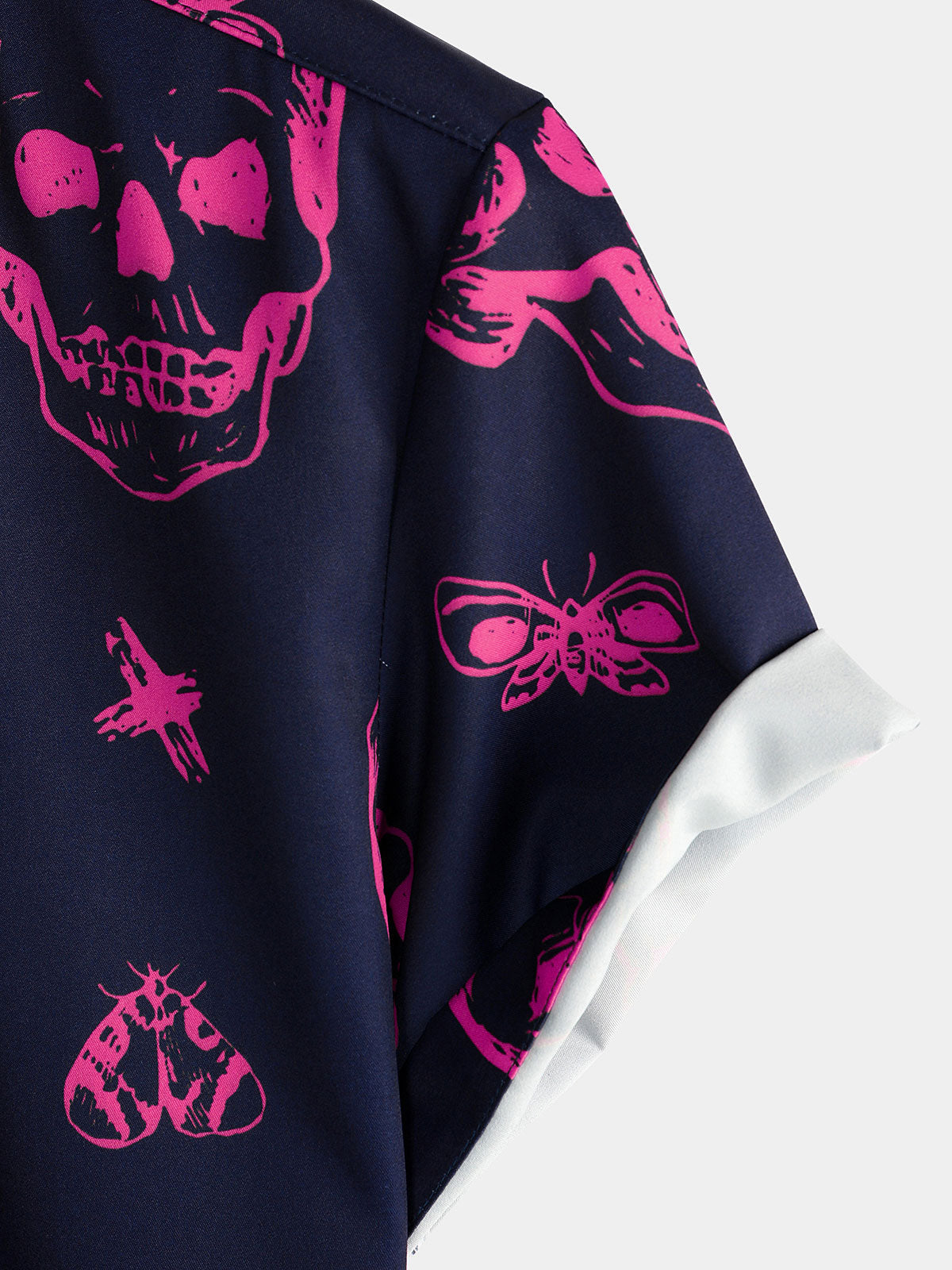 Camicia da uomo con stampa teschio rosa