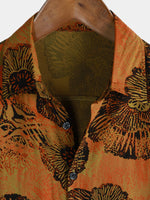 Camicia a maniche corte con stampa floreale retrò da uomo