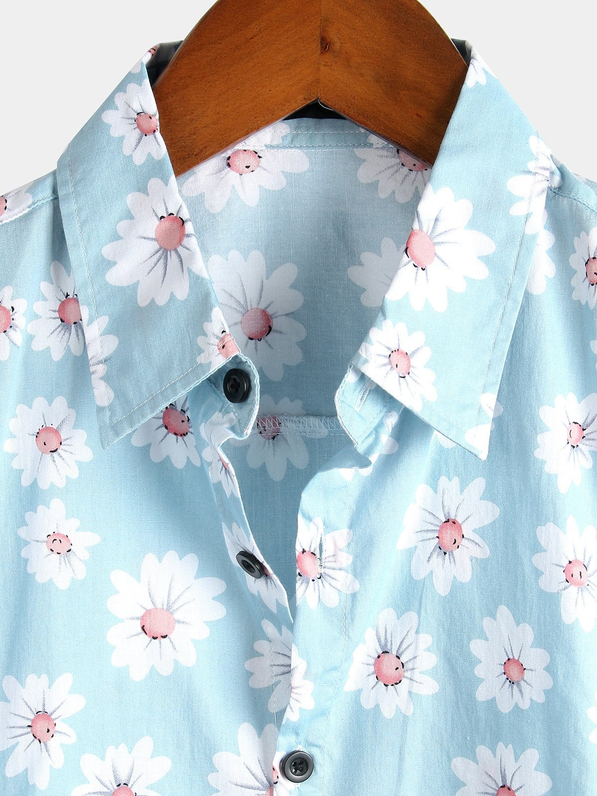 Camicia a maniche corte con stampa a fiori di margherite da uomo