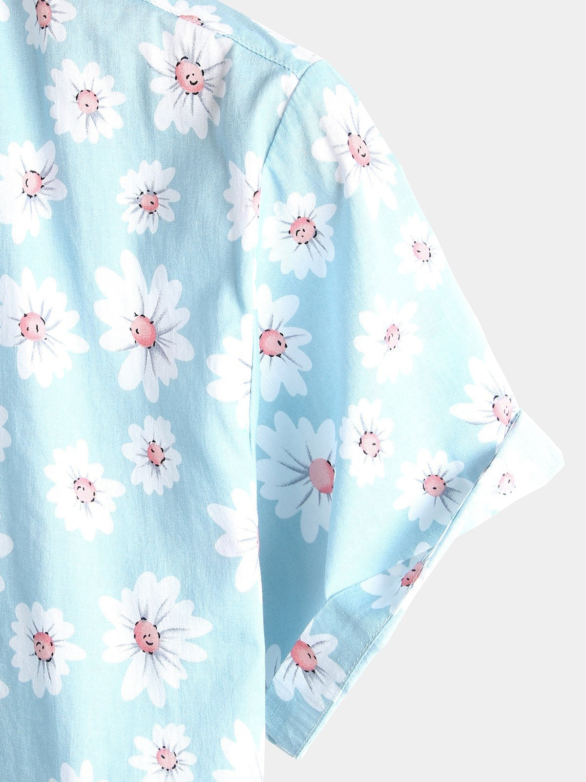 Camicia a maniche corte con stampa a fiori di margherite da uomo