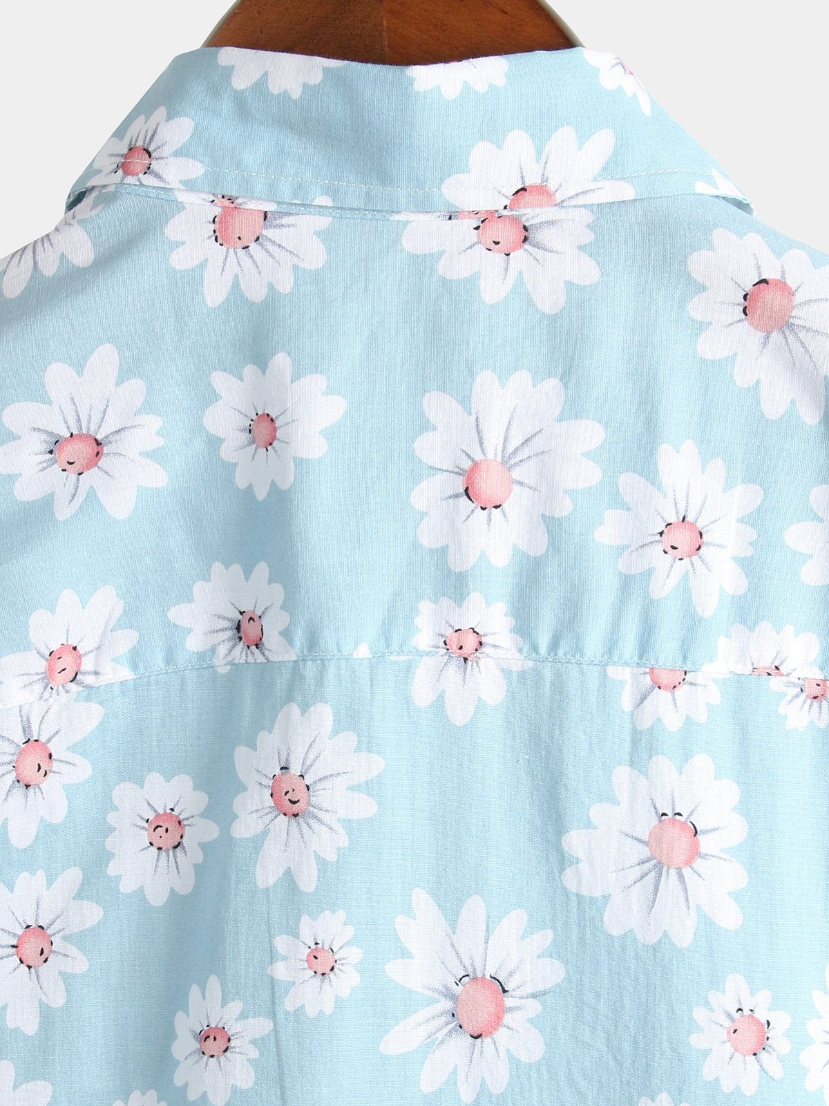 Camicia a maniche corte con stampa a fiori di margherite da uomo