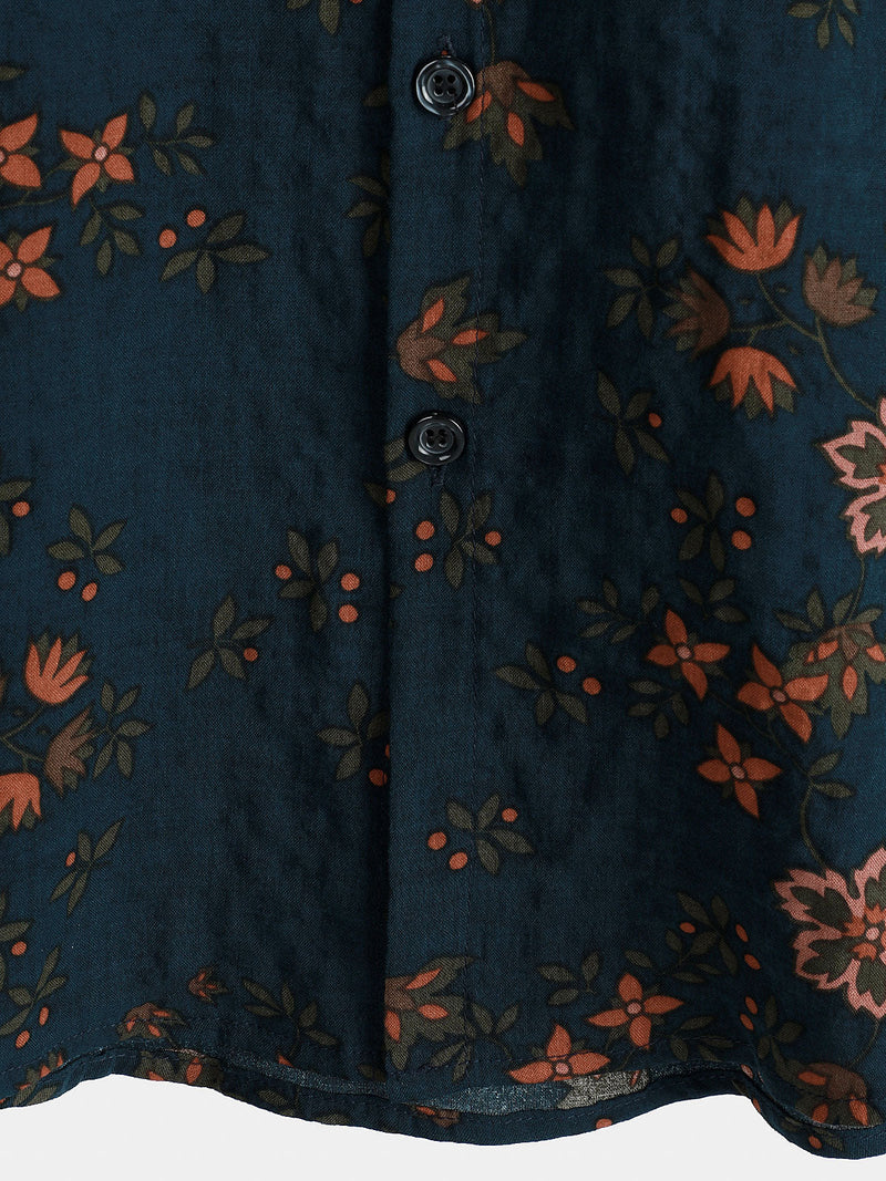 Camicia estiva da uomo in cotone motivo floreale