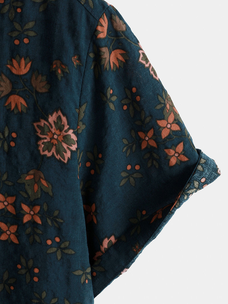 Camicia estiva da uomo in cotone motivo floreale