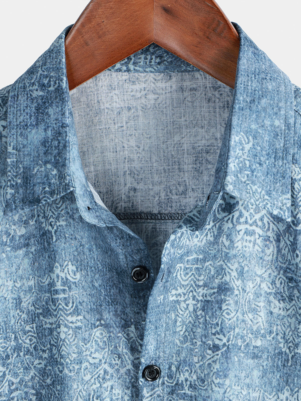 Camicia da uomo in cotone vintage azzurro chiaro