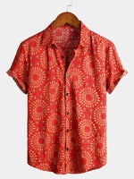 Camicia da uomo in cotone vintage a maniche corte