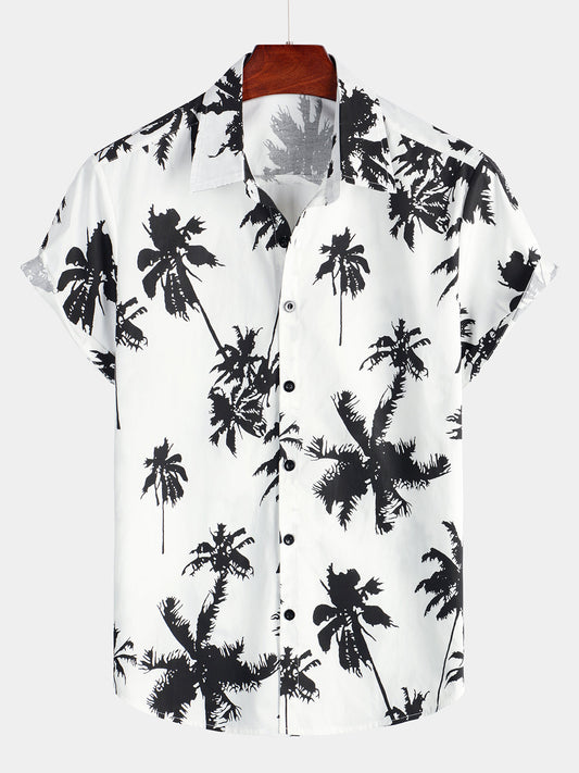 Camicia da uomo con stampa di palme tropicali