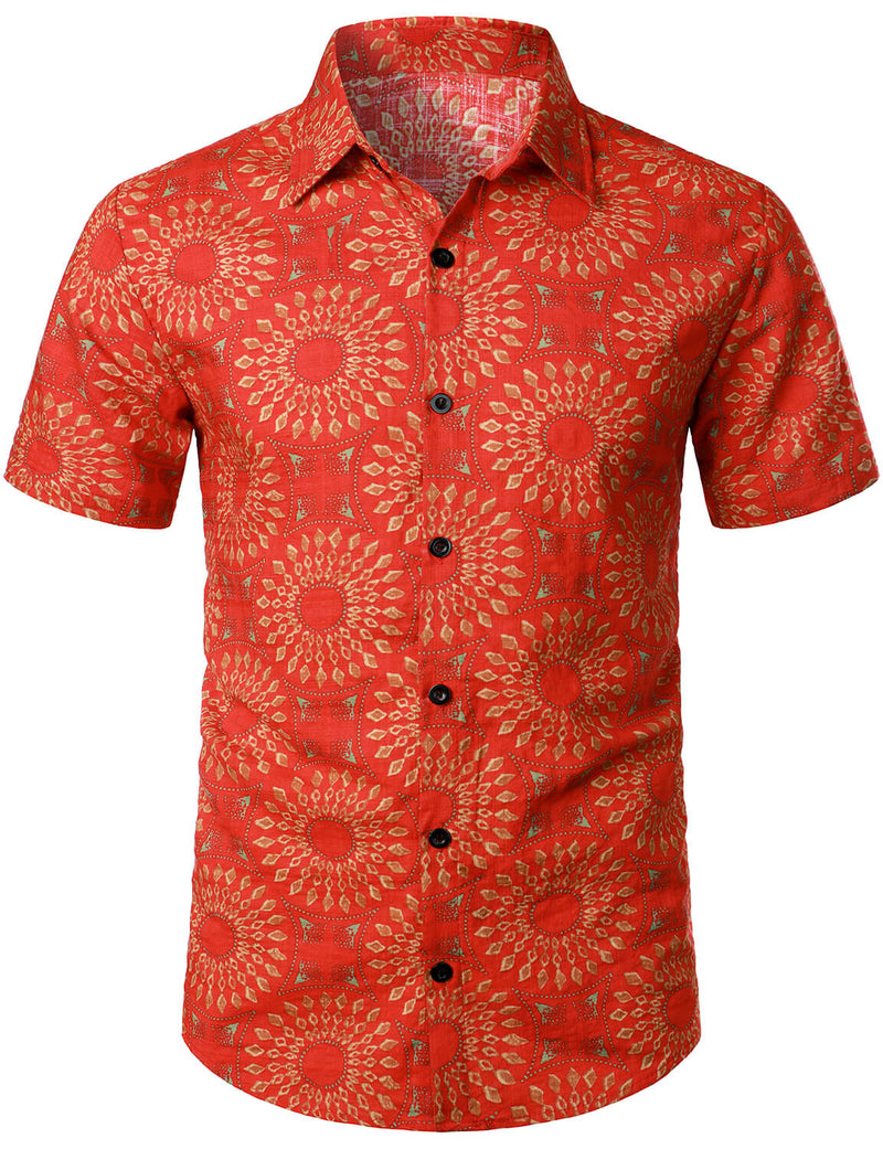 Camicia da uomo in cotone vintage a maniche corte