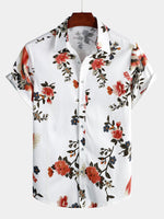 Camicia corta da uomo casual con stampa floreale