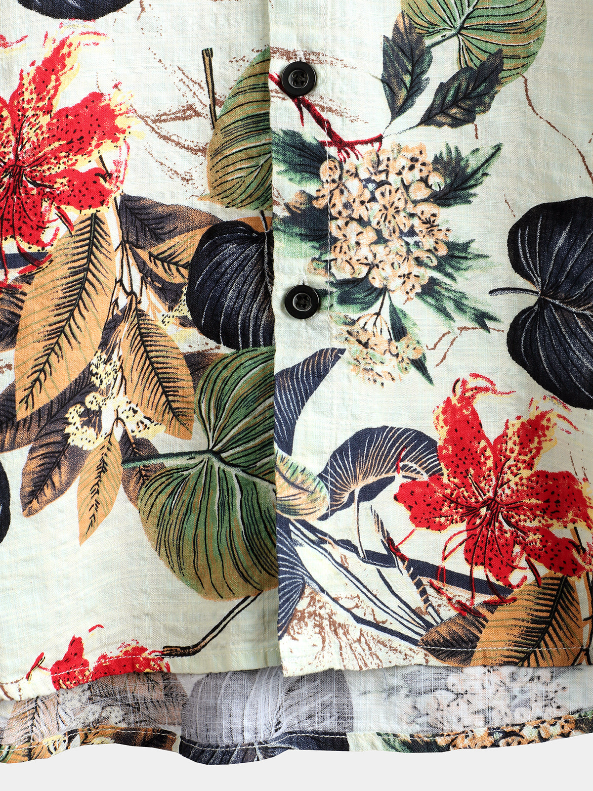 Camicia da uomo in cotone floreale con pianta hawaiana tropicale
