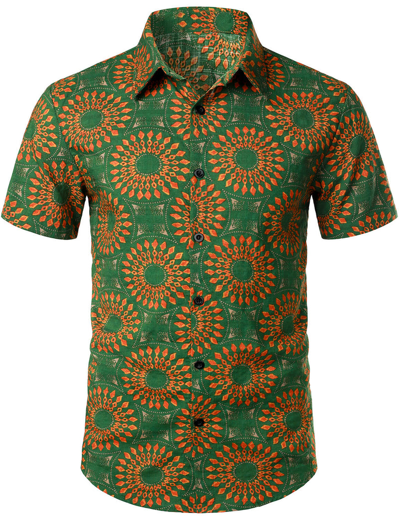 Camicia da uomo in cotone vintage a maniche corte