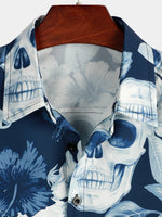 Camicia corta da uomo con stampa di teschi divertenti