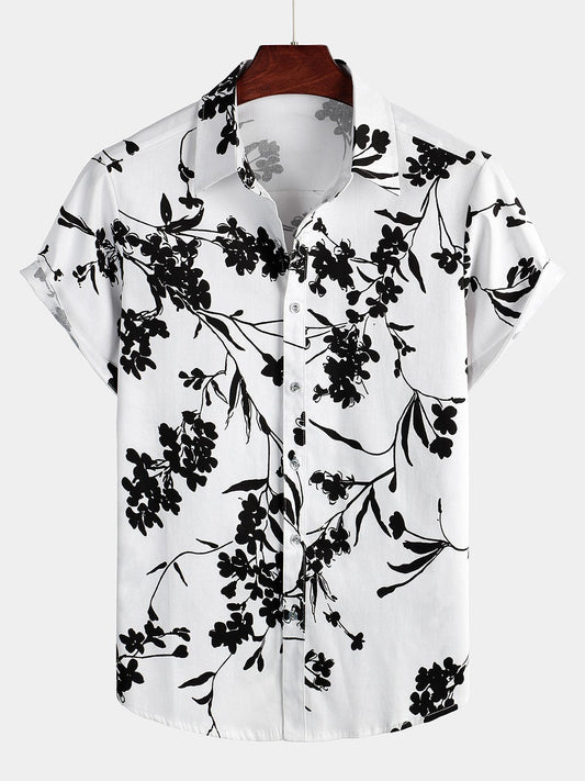 Camicia casual a maniche corte in cotone traspirante da uomo