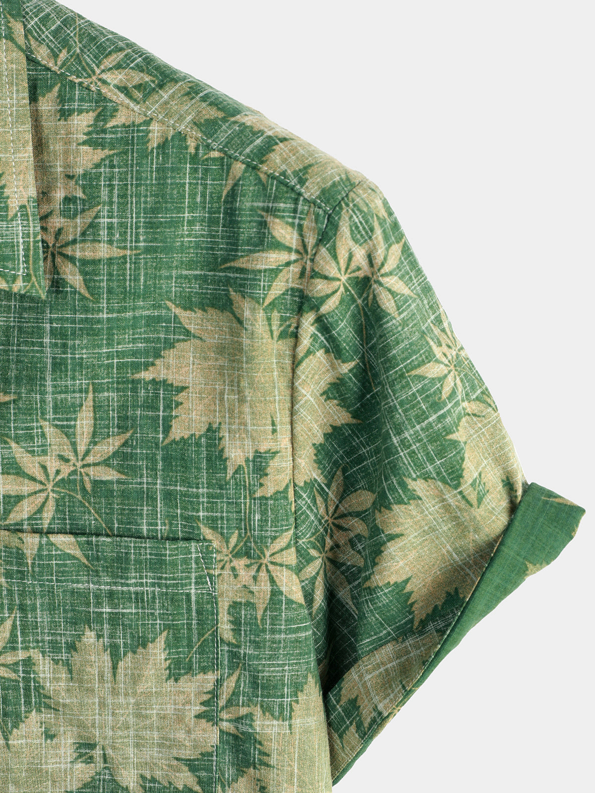Camicia hawaiana retrò da uomo casual con tasca a foglia per le vacanze