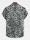 Camicia corta casual da uomo in cotone con stampa leopardata