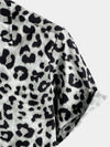 Camicia corta casual da uomo in cotone con stampa leopardata