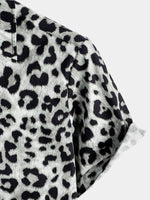 Camicia corta casual da uomo in cotone con stampa leopardata
