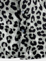 Camicia corta casual da uomo in cotone con stampa leopardata