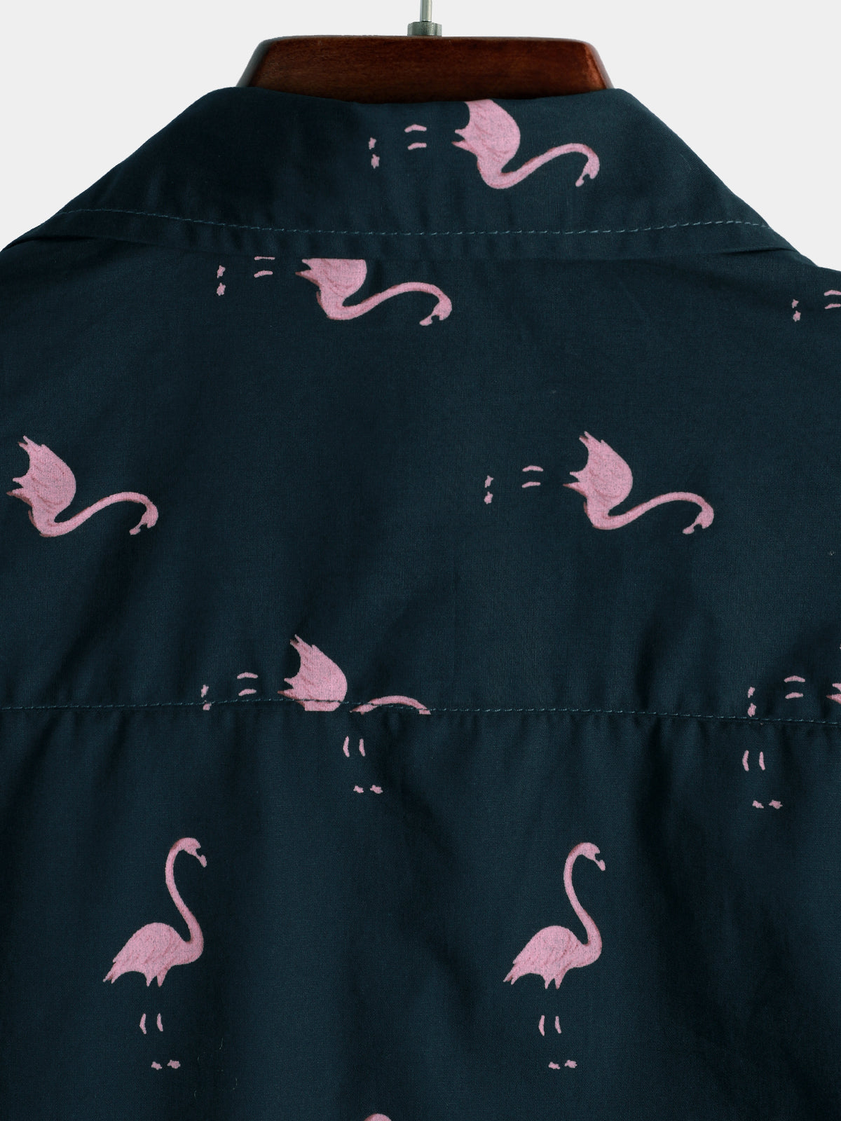 Camicia casual a maniche corte con stampa animalier tropicale fenicottero da uomo